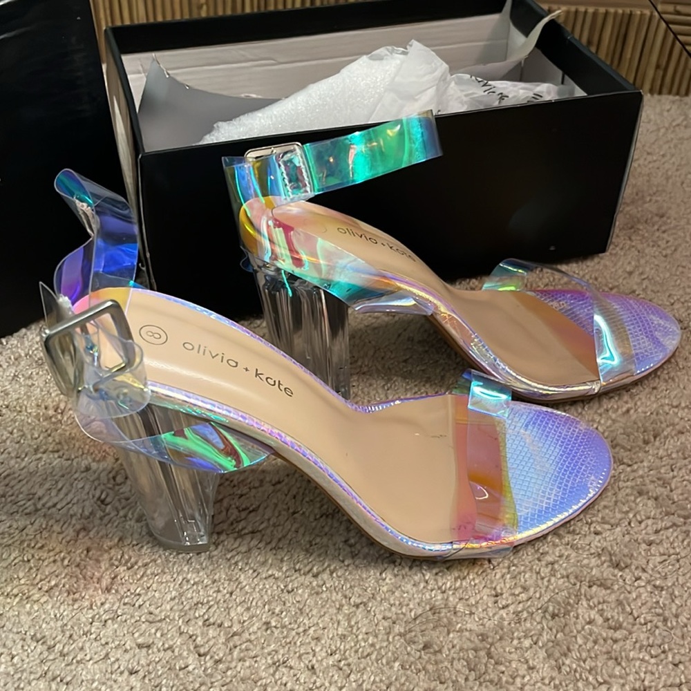 Clear iridescent heels Olivia & Kate